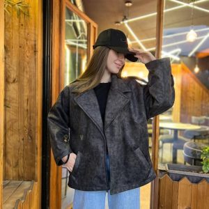 کت چرم یقه انگلیسی